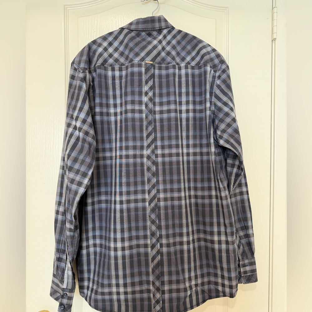 7 Diamonds Men’s Gray Plaid Button Down Shirt Size XL Long Sleeve Like New Sleek - Picture 7 of 7